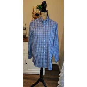 Southern Tide Classic Fit Cotton Button Down Shirt Plaid Flannel Blue Size Small